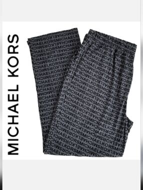 Michael Kors Loungewear Black & Gray Logo Print Sleep Pant L